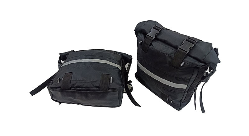 Royal Enfield Meteor 350cc Canvas Saddle Bags Pair Black With Mounting D1