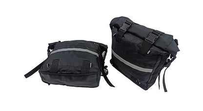 Royal Enfield Meteor 350cc Canvas Saddle Bags Pair Black With Mounting D1