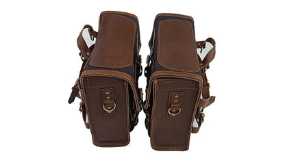 Royal Enfield Meteor 350cc Canvas and Leather Saddle Bags With Mounting Pair D1