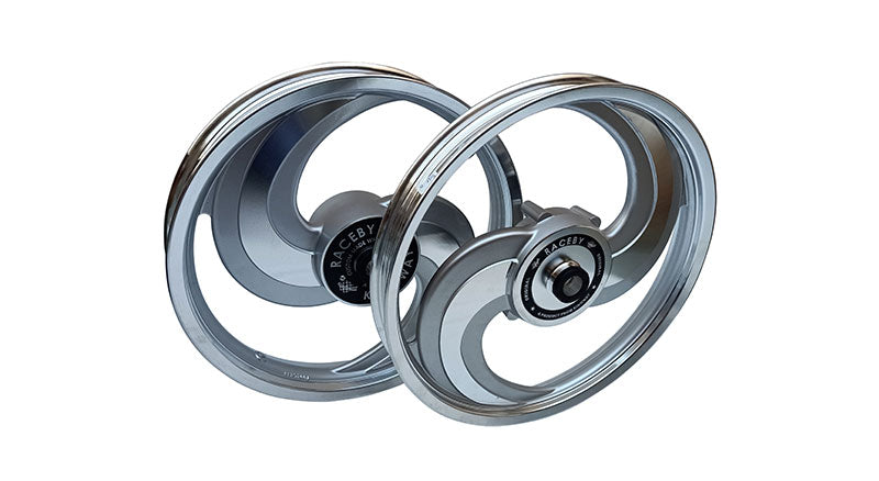 Royal Enfield Classic 500cc Front and Rear 2 Spoke Silver Alloy Wheel Rims