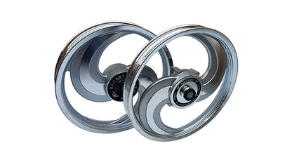 Royal Enfield Classic 500cc Front and Rear 2 Spoke Silver Alloy Wheel Rims