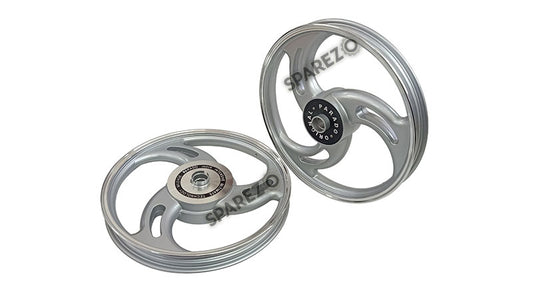 Royal Enfield Bullet 500cc Parado Front and Rear 3 Spoke Silver Alloy Wheel Rims