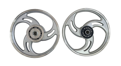 Royal Enfield Bullet 500cc Parado Front and Rear 3 Spoke Silver Alloy Wheel Rims