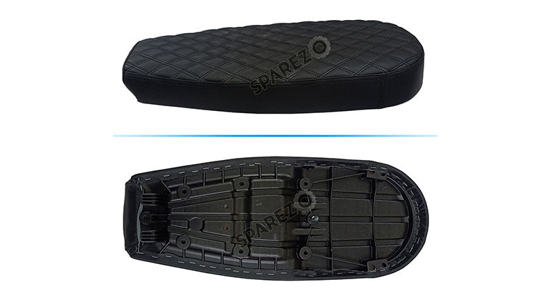 Royal Enfield GT and Interceptor 650cc Black Genuine Leather Dual Seat D24