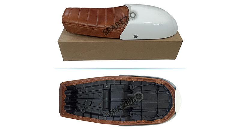 Royal Enfield GT and Interceptor 650cc Leather Dual Seat With White Cowl  D8