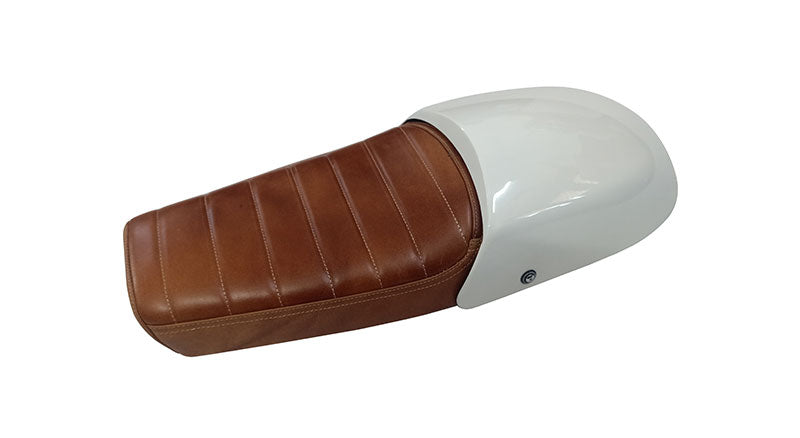 Royal Enfield GT and Interceptor 650cc Leather Dual Seat With White Cowl  D8