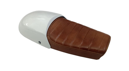 Royal Enfield GT and Interceptor 650cc Leather Dual Seat With White Cowl  D8