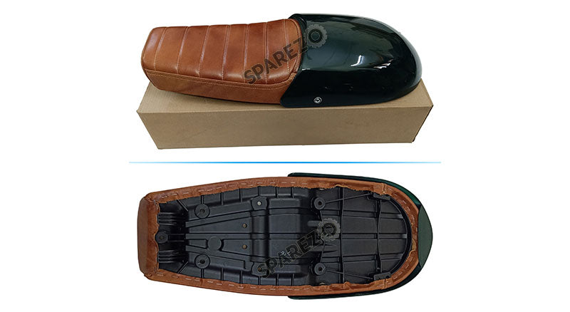 Royal Enfield GT and Interceptor 650cc Leather Dual Seat With Green Cowl D8