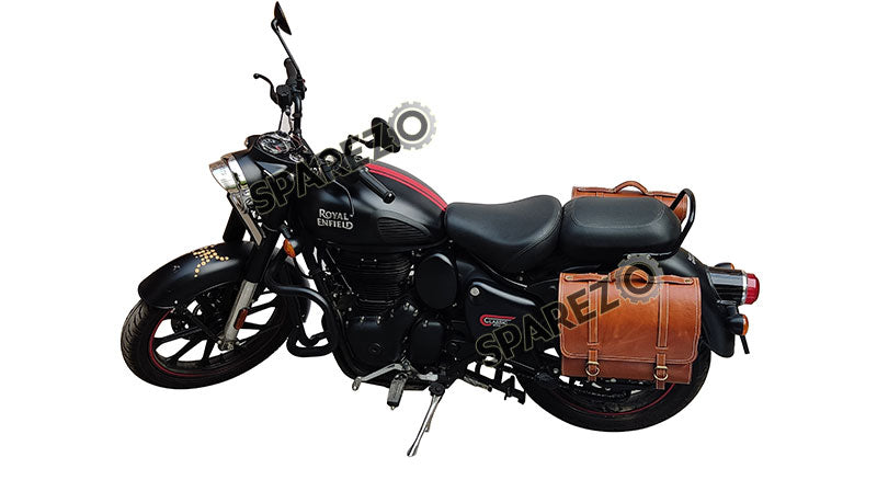 Royal Enfield New Classic Reborn 350cc Leather Brown Tan Bags With Mounting Pair