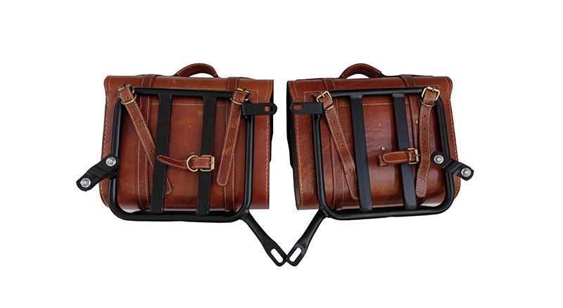Royal Enfield Meteor 350cc Leather Brown Tan Bags Pair
