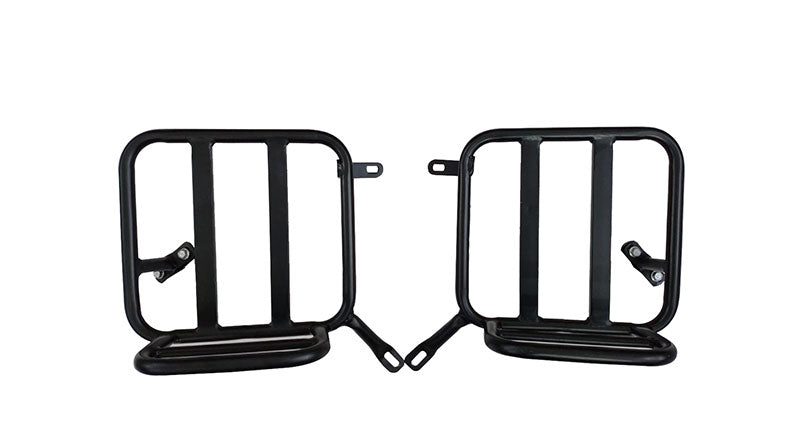 Royal Enfield Classic Reborn 350 Grey Black Leather Bags with Mounting Pair