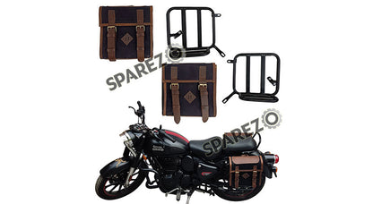 Royal Enfield New Classic Reborn 350 Canvas and Leather Bags With Mounting Pair