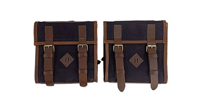Royal Enfield New Classic Reborn 350 Canvas and Leather Bags With Mounting Pair
