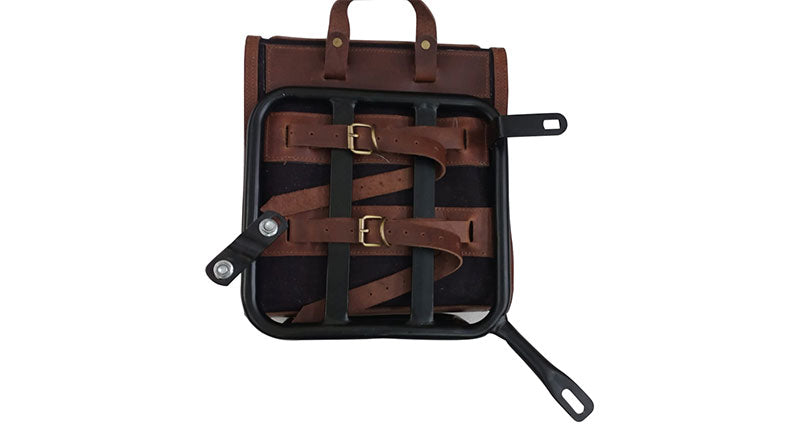 Royal Enfield New Classic Reborn 350 Canvas and Leather Bags With Mounting Pair