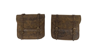 Royal Enfield New Classic Reborn 350 Leather Bags Dust Color With Mounting Pair