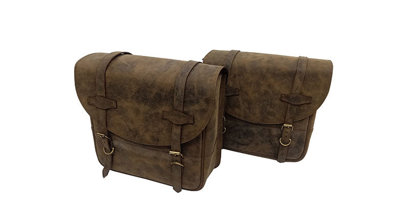 Royal Enfield Hunter 350 Leather Saddle Bags Dust Color With Mounting Pair