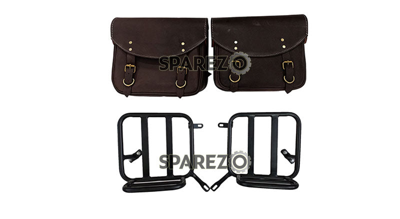 Royal Enfield New Classic Reborn 350 Saddle Bags Rusty Brown With Mounting Pair