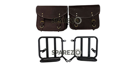 Royal Enfield New Classic Reborn 350 Saddle Bags Rusty Brown With Mounting Pair