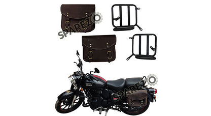 Royal Enfield New Classic Reborn 350 Saddle Bags Rusty Brown With Mounting Pair