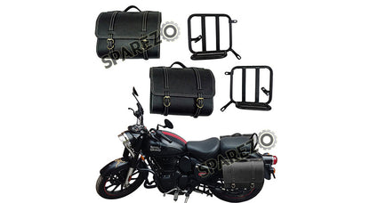 Royal Enfield New Classic Reborn 350 Leather Black Bags With Mounting Pair