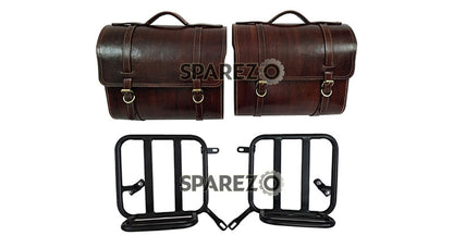 Royal Enfield New Classic Reborn 350cc Leather Antique Brown Bags and Mounting Pair