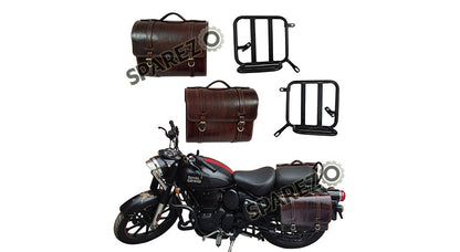 Royal Enfield New Classic Reborn 350cc Leather Antique Brown Bags and Mounting Pair