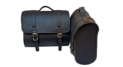 Royal Enfield New Classic Reborn 350 Leather Saddle Black Bags and Mounting Pair