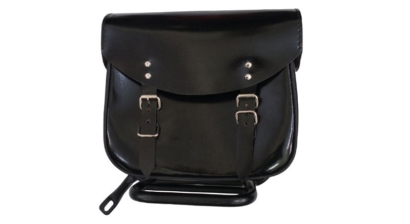 Royal Enfield New Classic Reborn 350 Leather Glossy Black Bags and Mounting Pair