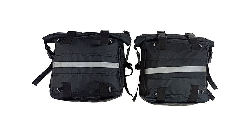 Royal Enfield New Classic Reborn 350 Canvas Saddle Black Bags With Mounting Pair