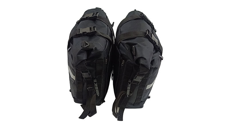 Royal Enfield New Classic Reborn 350 Canvas Saddle Black Bags With Mounting Pair