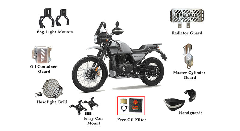 7 PCS Royal Enfield HIMALAYAN BS6 ACCESSORIES COMBO With Free Oil Filter
