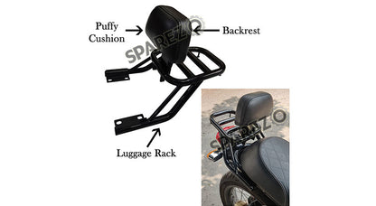 Royal Enfield Interceptor and GT 650 Rear Luggage Rack Carrier With Backrest Black