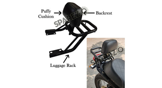 Royal Enfield Interceptor and GT 650 Rear Luggage Rack Carrier With Backrest Black