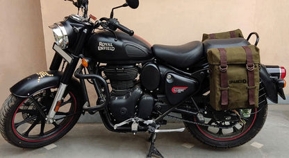 Royal Enfield New Classic Reborn 350cc Military Pannier Bags With Fitting