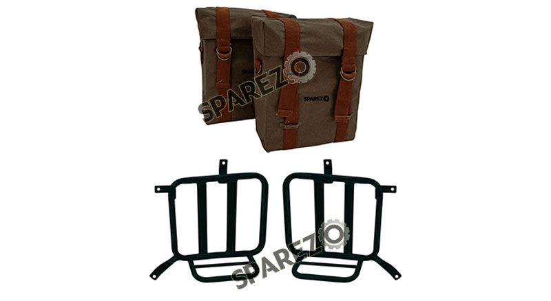 Royal Enfield Meteor 350cc Military Pannier Olive Color Bags With Fitting