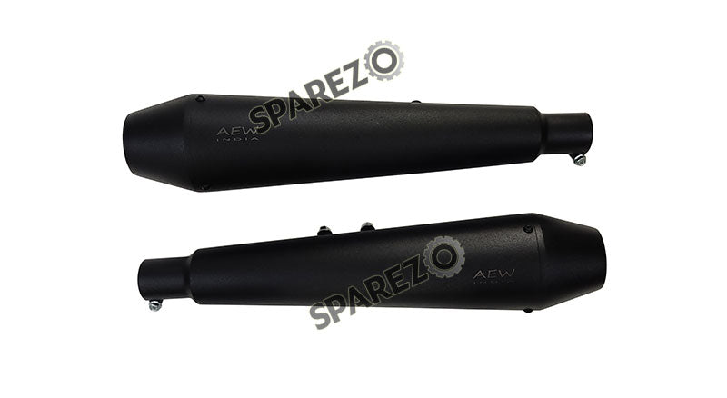 Royal Enfield GT and Interceptor 650cc AEW TE 101 Black Exhaust Silencer Pair
