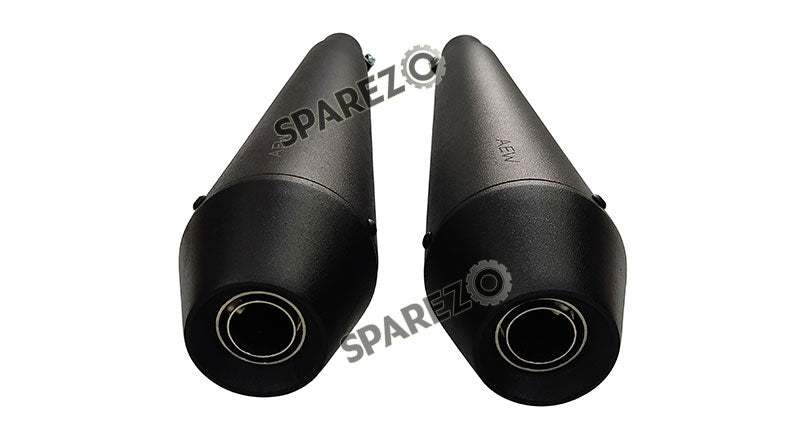Royal Enfield GT and Interceptor 650cc AEW TE 101 Black Exhaust Silencer Pair