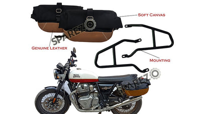 Royal Enfield GT Continental and Interceptor 650cc Soft Pannier Bags With Mounting Rails D3