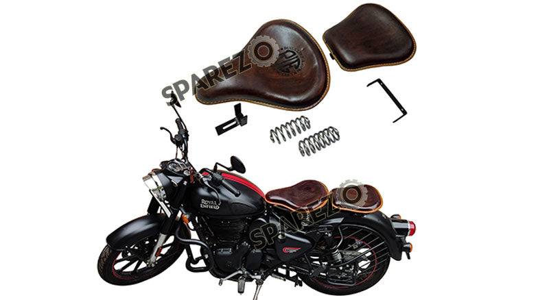 Royal Enfield New Classic Reborn 350cc Front and Rear Leather Seat Antique Brown