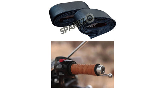 Royal Enfield GT and Interceptor 650 RH-LH Grip Leather Wrap Pair Black