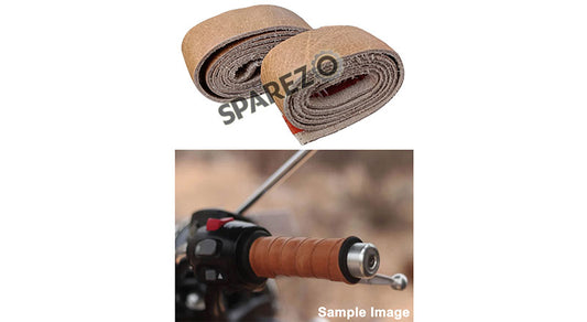 Royal Enfield GT and Interceptor 650 RH-LH Grip Leather Wrap Pair Tan Color