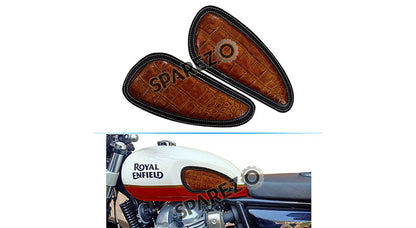 Customized Royal Enfield Interceptor 650cc Leather Knee Pad Pair Orange Crush D10