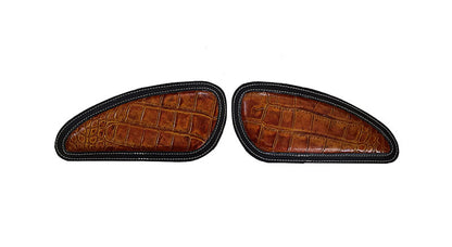 Customized Royal Enfield Interceptor 650cc Leather Knee Pad Pair Orange Crush D10