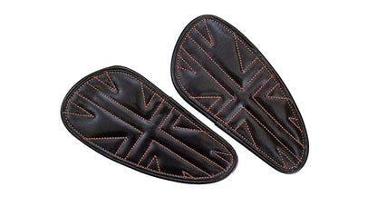 Customized Royal Enfield Interceptor 650 Leather Knee Pad Pair Union Jack Black D7