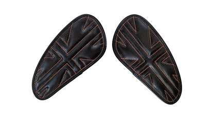 Customized Royal Enfield Interceptor 650 Leather Knee Pad Pair Union Jack Black D7