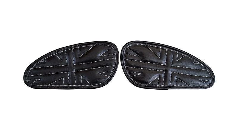 Customized Royal Enfield Interceptor 650cc Leather Knee Pad Pair Union Jack D5