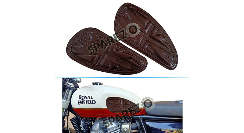 Customized Royal Enfield Interceptor 650cc Leather Knee Pad Pair Union Jack D4