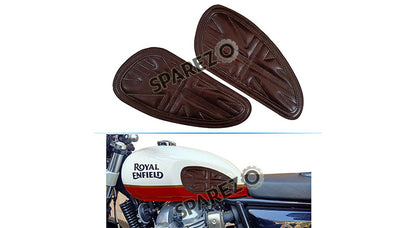Customized Royal Enfield Interceptor 650cc Leather Knee Pad Pair Union Jack D4