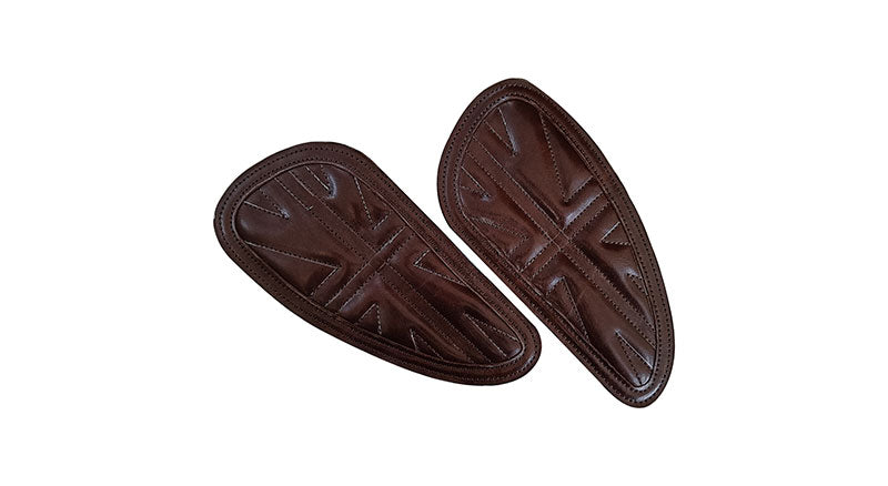 Customized Royal Enfield Interceptor 650cc Leather Knee Pad Pair Union Jack D4