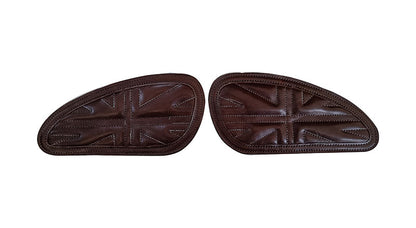 Customized Royal Enfield Interceptor 650cc Leather Knee Pad Pair Union Jack D4